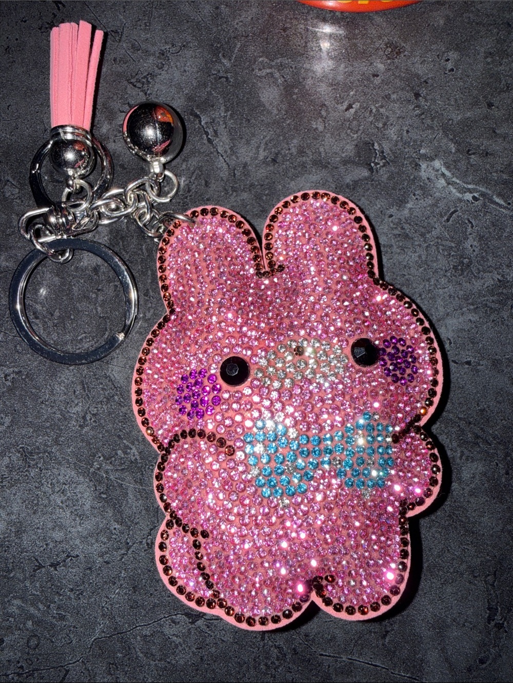 Pink Crystal Bunny Key & Card Holder Charm